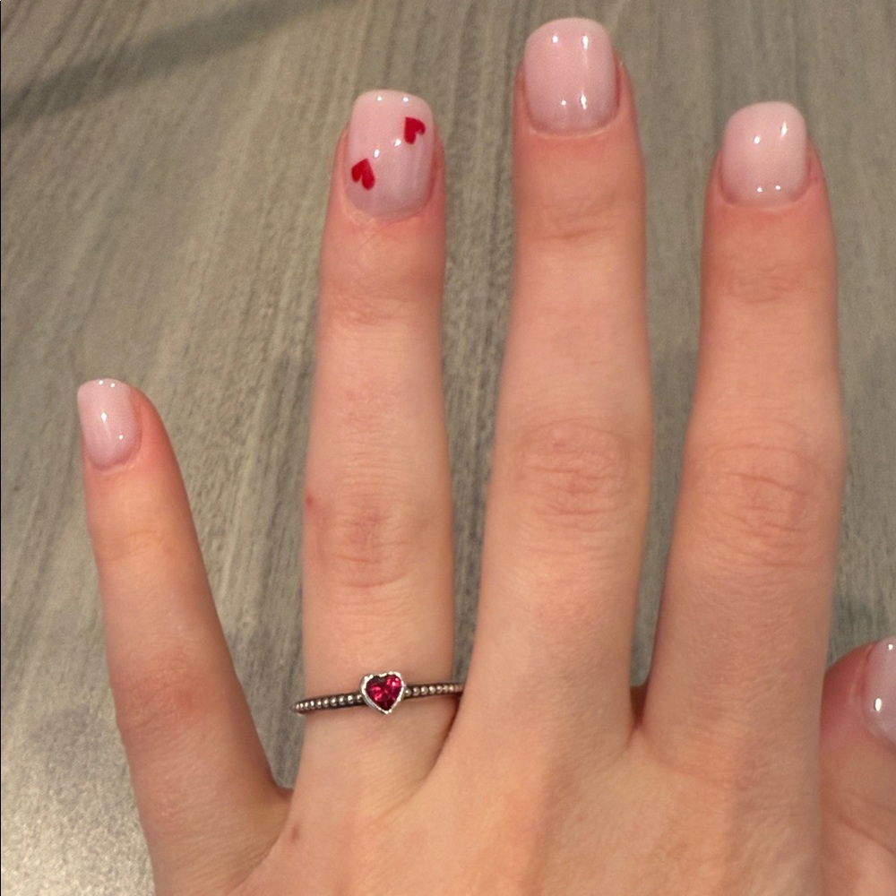 Pandora Heart Ring with Red Gemstone